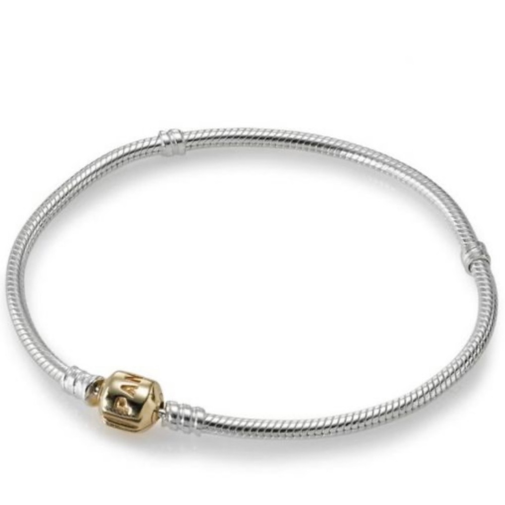 Pandora Two-Tone Bracelet with 14 Kt Gold Barrel Clasp